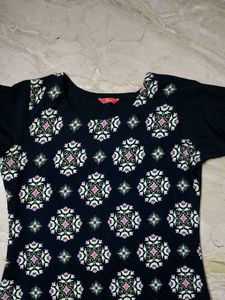 Patterned Black Kurti Top