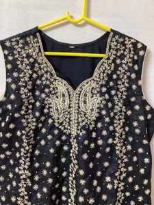 Black Embroidered Kurti Top