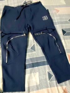 Stylish Blue Zippered Joggers