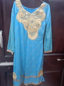 Sky Blue garara with kurti &amp; dupatta