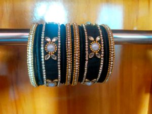 Black Silk Thread Bangles Set