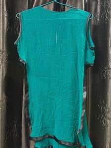 Embroidered Green Sleeveless Tunic Top