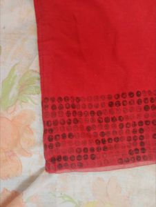 Rust Red Cotton Palazzo Pants, Size - S