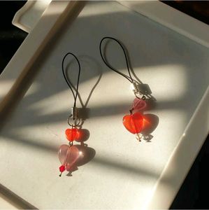 Heart Beaded Phone Charm