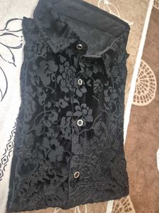 New Floral Velvet black Shirt