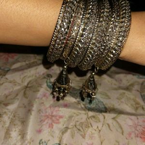 Set of 6 Antique Silver Bangles