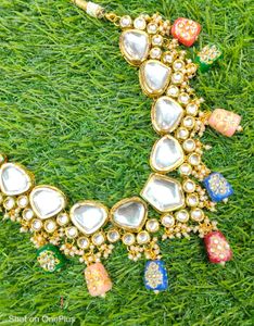 Multi Colour Polki Kundan Heavy Necklace