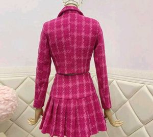 Chic Pink Skirt Set Plaid Korean Aesthetic