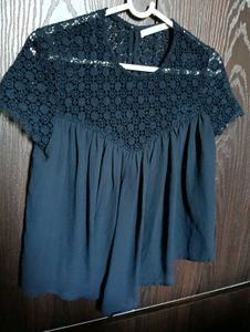 Navy Blue Lace Top