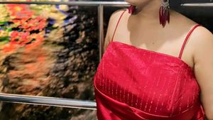Pretty Marron Rust Gown Party Wear