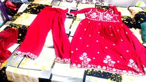 Red Chicken Kurta Set