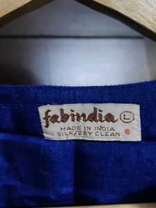 Fabindia Women Blue Pure Silk Kurta