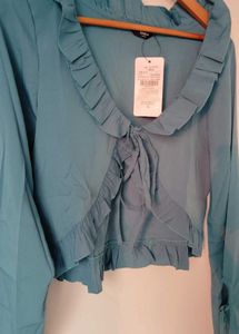 Shein Ruffle Tie Front Top Or Shrug