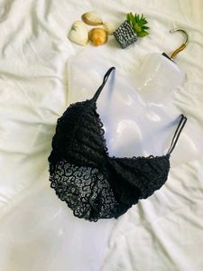 Corset Style Black Net Top