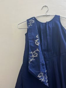 Blue Gown With Golden Handwork