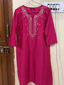 Pink Embroidered Kurta
