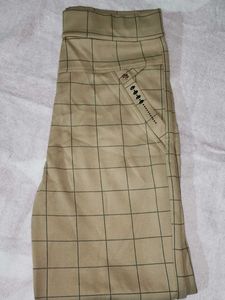 Beige Plaid Trousers