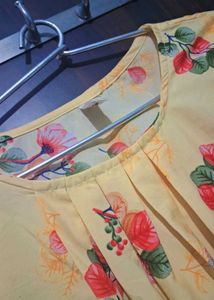 Floral Print Yellow Blouse