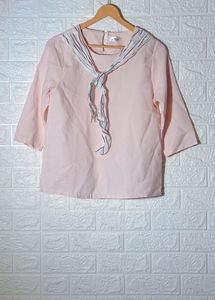 Peach Satin Top With Bow Ladies Own