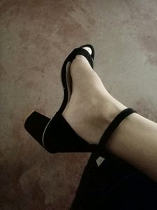 Black Colour Ankle Strap Heels