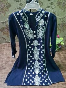 Navy Embroidered Kurti