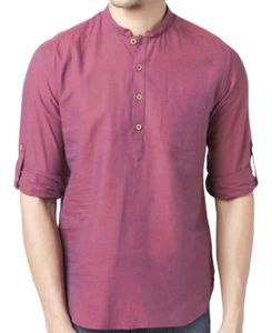 Men Solid Purple Short Kurta