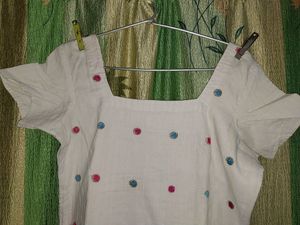 White Kurti Set With Pajamas