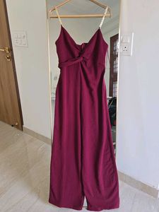 ZARA Gold Chained Burgundy Jumpsuit