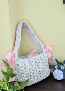Crochet Handbag with Ribbon