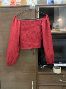 Red Long Sleeve Padded Top