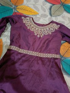 Elegant Purple Embroidered Dress