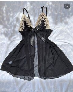 Black And Gold Babydoll Slip Dress