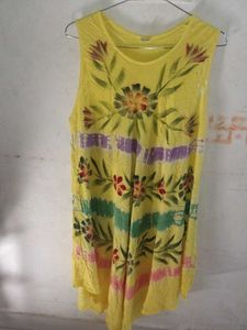 Yellow Floral Tie-Dye Tank Top