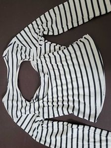 Cute Black And White Full Sleeves Top