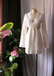H&amp;M White Cutout Mini Dress