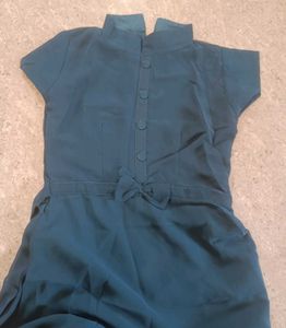 Georgette A Line Flared Blue Gown