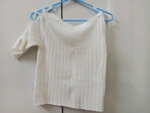 White Boat Neck Top
