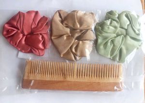 Wooden Twin Comb & Scrunchies