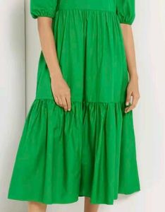 Green Puff Sleeve Maxi Dress