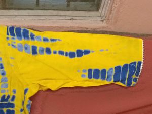 BrandNew Yellow&amp;Blue Tie-DyeKurta+GentlyUsed Bott