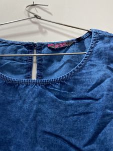 Blue Cold Shoulder Top