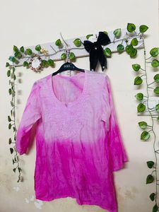 Pink Ombre Embroidered Tunic Top