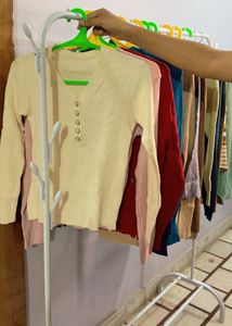 Ribbed Button-Down Top