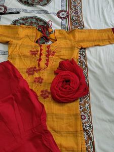 Yellow Embroidered Kurti
