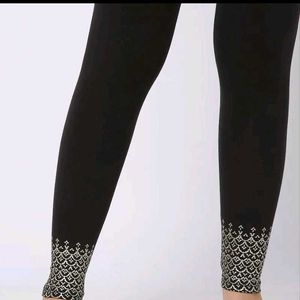 Gold Printed Black Leggings