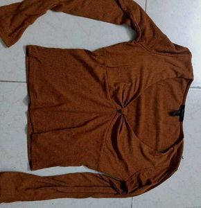 Brown Knot-Front Top