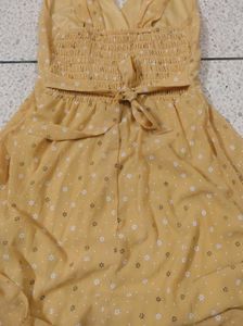 Yellow Floral V-Neck Dress