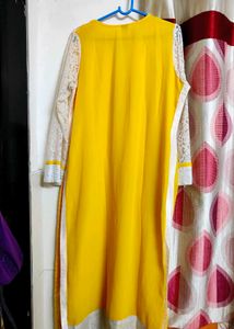 Bright Yellow &amp; White Kurti For Summer
