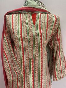 Striped Cotton Kurta Dupatta Set