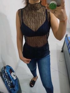 Halter Neck Mesh Top